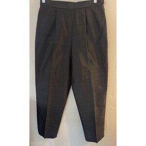 Leo Narducci Vintage 100% Silk Black Pants Womens Size 12 Side Zip